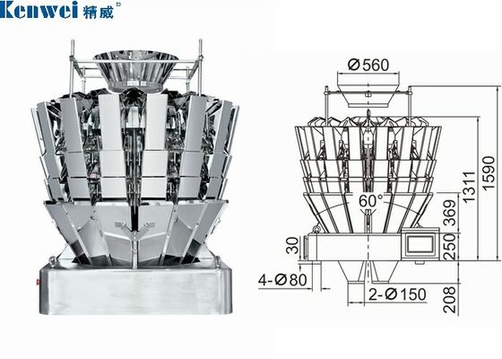 2300W Triple Layers 16 Head Multihead Weighing Machine